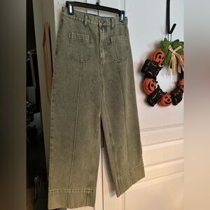 NWT - SAGE GREEN WIDE LEG DENIM JEANS